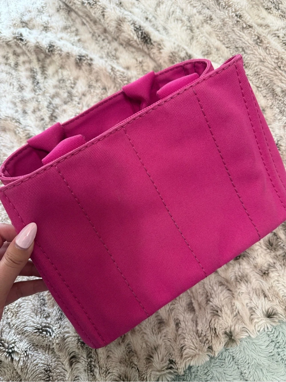 Prada Canapa Mini Canvas Bag, Fuchsia Pink